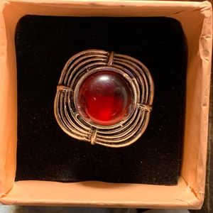 Alchemy63 Handmade Tibetan Silver & Red Agate Ring